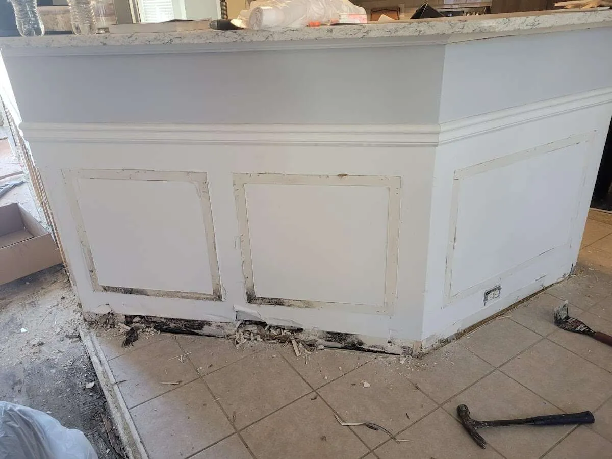 Water damage and mold on kitchen during Mold Inspection & Testing in Longboat Key